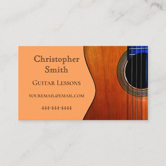 Abstracte akoestische gitaarlessen visitekaartje (Voorkant)