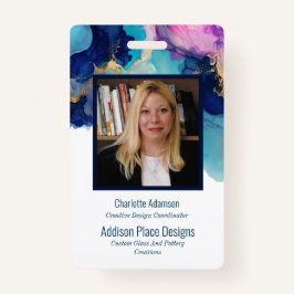 Abstracte Alcohol Ink Afbeelding Medewerker Securi Badge