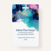 Abstracte Alcohol Ink Afbeelding Medewerker Securi Badge (Achterkant)