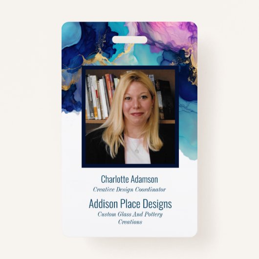 Abstracte Alcohol Ink Afbeelding Medewerker Securi Badge (Voorkant)