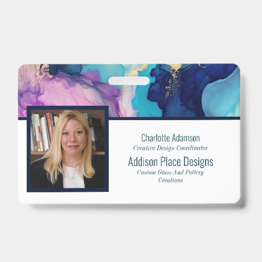 Abstracte Alcohol Ink Afbeelding Medewerker Securi Badge (Voorzijde)