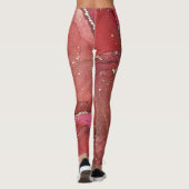 Abstracte Alcohol Ink Kunst Helderrood en Goud Leggings (Achterkant)