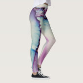 Abstracte Alcohol Ink Kunst Roze Paars Blauw Wit Leggings (Rechts)