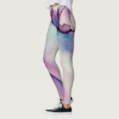 Abstracte Alcohol Ink Kunst Roze Paars Blauw Wit Leggings (Links)