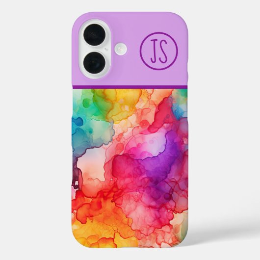 Abstracte Alcohol Ink Style Rainbow Monogrammed Case-Mate iPhone Case (Achterkant)