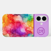 Abstracte Alcohol Ink Style Rainbow Monogrammed Case-Mate iPhone Case (Achterkant (horizontaal))