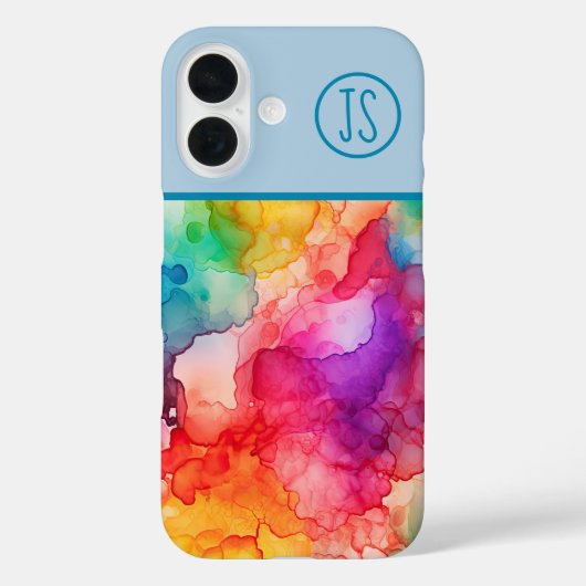 Abstracte Alcohol Ink Style Rainbow Monogrammed Case-Mate iPhone Case (Achterkant)