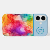 Abstracte Alcohol Ink Style Rainbow Monogrammed Case-Mate iPhone Case (Achterkant (horizontaal))