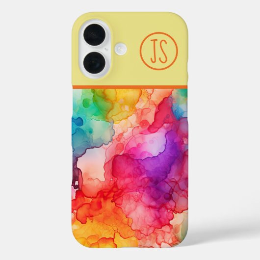 Abstracte Alcohol Ink Style Rainbow Monogrammed Case-Mate iPhone Case (Achterkant)