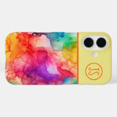 Abstracte Alcohol Ink Style Rainbow Monogrammed Case-Mate iPhone Case (Achterkant (horizontaal))