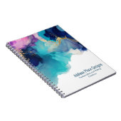 Abstracte Alcohol Inkt Blauwe Lavendel Zakelijk Notitieboek (Rechterzijde)