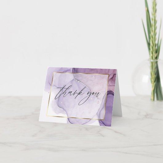 Abstracte Alcohol Inkt Roze Lilac Bedankkaart (Voorkant)