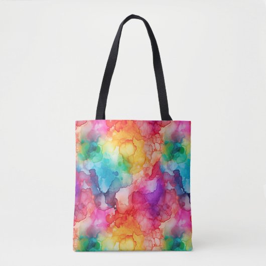 Abstracte alcohol inkt stijl regenboog tote bag (Voorkant)