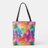 Abstracte alcohol inkt stijl regenboog tote bag (Achterkant)