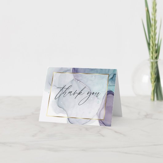 Abstracte Alcohol Inkt Teal Plum Bedankkaart (Voorkant)