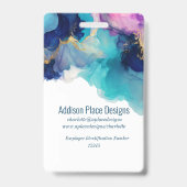 Abstracte Alcoholinkt Afbeelding Personeelsbeveili Badge (Achterkant)