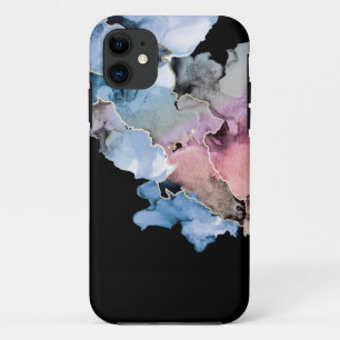 Abstracte alcoholinkt ART blauw roze goud zwart Case-Mate iPhone Case