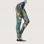 Abstracte alcoholinkt Art Blauwgroen Paars blauw g Leggings (Rechts)