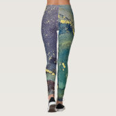 Abstracte alcoholinkt Art Blauwgroen Paars blauw g Leggings (Achterkant)