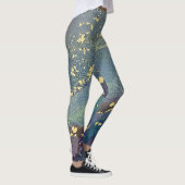 Abstracte alcoholinkt Art Blue Blauwgroen en Gold Leggings (Rechts)