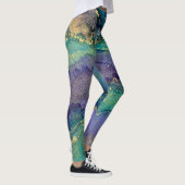 Abstracte alcoholinkt Art Blue Green Paars & Gold Leggings (Rechts)