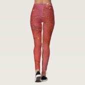 Abstracte alcoholinkt art Bright Red en Gold Leggings (Achterkant)