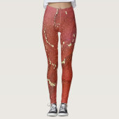 Abstracte alcoholinkt art Bright Red en Gold Leggings (Voorkant)