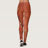 Abstracte alcoholinkt art Bright Red en Gold Leggings (Achterkant)