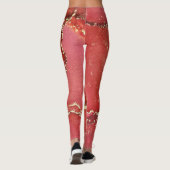 Abstracte alcoholinkt art Bright Red en Gold Leggings (Achterkant)