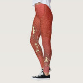 Abstracte alcoholinkt art Bright Red en Gold Leggings (Links)