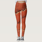 Abstracte alcoholinkt art Bright Red en Gold Leggings (Voorkant)