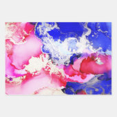 Abstracte alcoholinkt Art Red Blue Pink Paars Gold Inpakpapier Vel (Voorkant 2)
