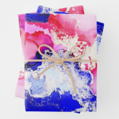 Abstracte alcoholinkt Art Red Blue Pink Paars Gold Inpakpapier Vel (In situ)