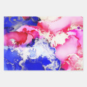 Abstracte alcoholinkt Art Red Blue Pink Paars Gold Inpakpapier Vel (Voorkant)