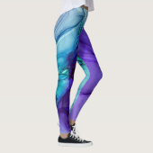 Abstracte alcoholinkt art rijk Blauwgroen en Paars Leggings (Rechts)