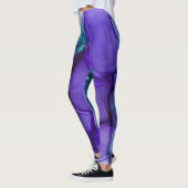 Abstracte alcoholinkt art rijk Blauwgroen en Paars Leggings (Links)