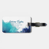 Abstracte Alcoholinkt Blauw/Blauwgroen Lavendel Bagagelabel (Achterkant horizontaal)
