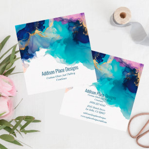 Abstracte alcoholinkt Blauwe Lavendel Vierkante Visitekaartje