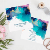 Abstracte alcoholinkt Blauwe Lavendel Vierkante Visitekaartje