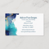 Abstracte alcoholinkt Blauwe Lavendel Visitekaartje (Achterkant)