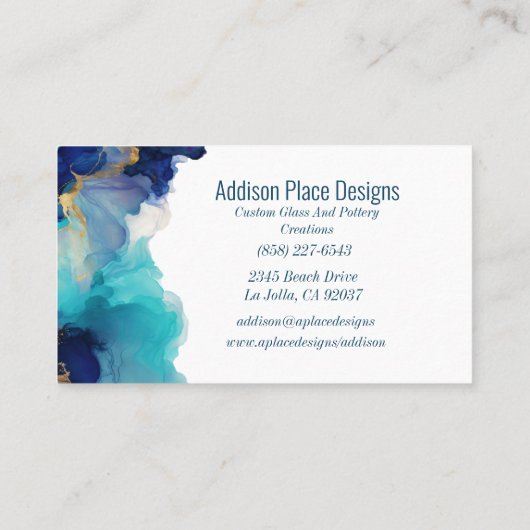 Abstracte alcoholinkt Blauwe Lavendel Visitekaartje (Achterkant)