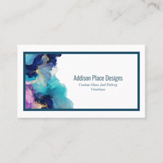 Abstracte alcoholinkt Blauwe Lavendel Visitekaartje (Voorkant)