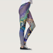 Abstracte alcoholinkt Blauwgroen Paars blauw en go Leggings (Rechts)