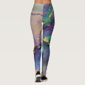 Abstracte alcoholinkt Blauwgroen Paars blauw en go Leggings (Achterkant)