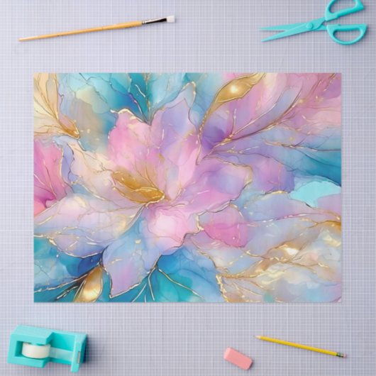 Abstracte alcoholinkt bloemendecoupage tissuepapier (Craft)