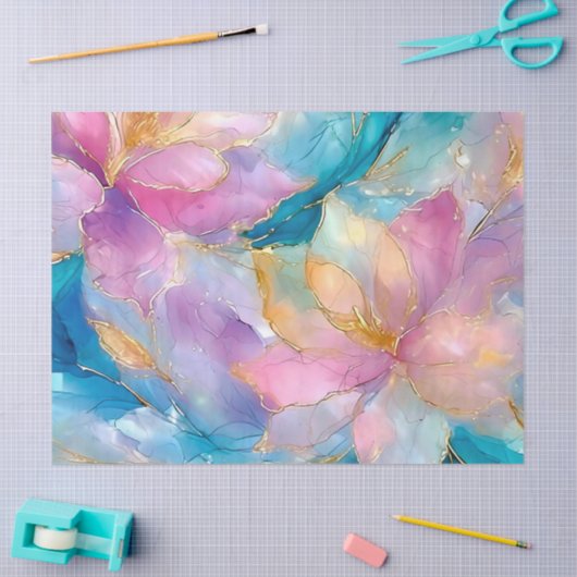Abstracte alcoholinkt bloemendecoupage tissuepapier (Craft)