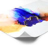 Abstracte alcoholinkt Blue Oranje Gold Poster (Hoek)
