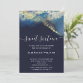 Abstracte alcoholinkt goud  moderne script   uitno kaart (Staand voorkant)