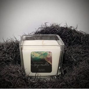 Abstracte alcoholinkt goud moderne scriptkaars vierkante sticker