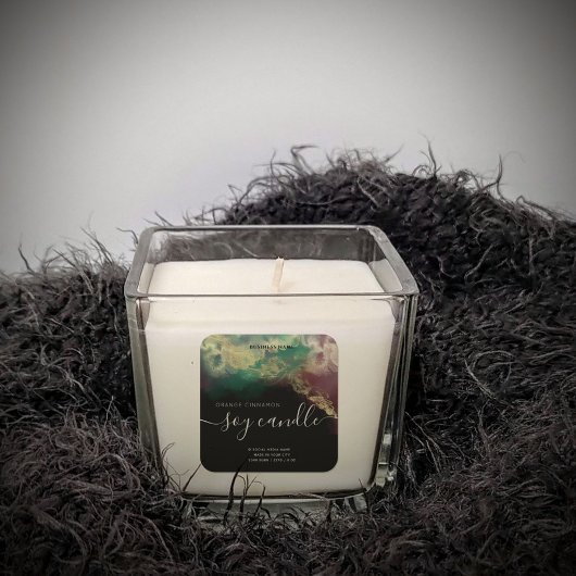 Abstracte alcoholinkt goud moderne scriptkaars vierkante sticker